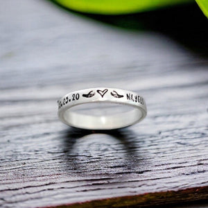 Personalized Name Date Wings Heart Memorial Stackable Ring