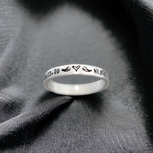 Personalized Name Date Wings Heart Memorial Stackable Ring