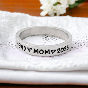 Personalized Name Date Wings Heart Memorial Stackable Ring