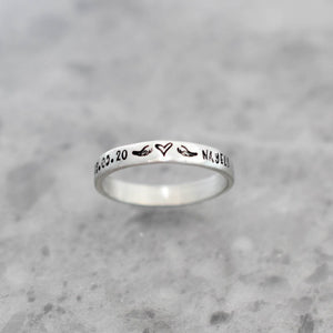 Personalized Name Date Wings Heart Memorial Stackable Ring