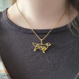 Personalized Dog Breed Necklace with Cursive Name