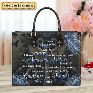 To My Amazing Mom Sweet Leather Bag For Women - Personalized Leather bag with Your Name