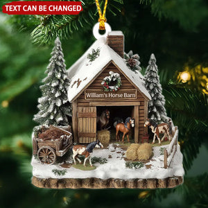 Dreamy Horse Barn Personalized Christmas Ornament Horse Lovers Gift