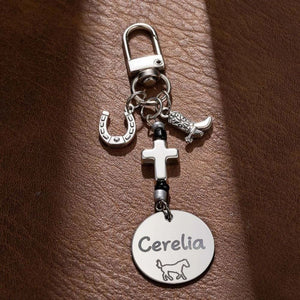 Personalized Cross Horseshoe Horse Saddle Beads Charm With Name