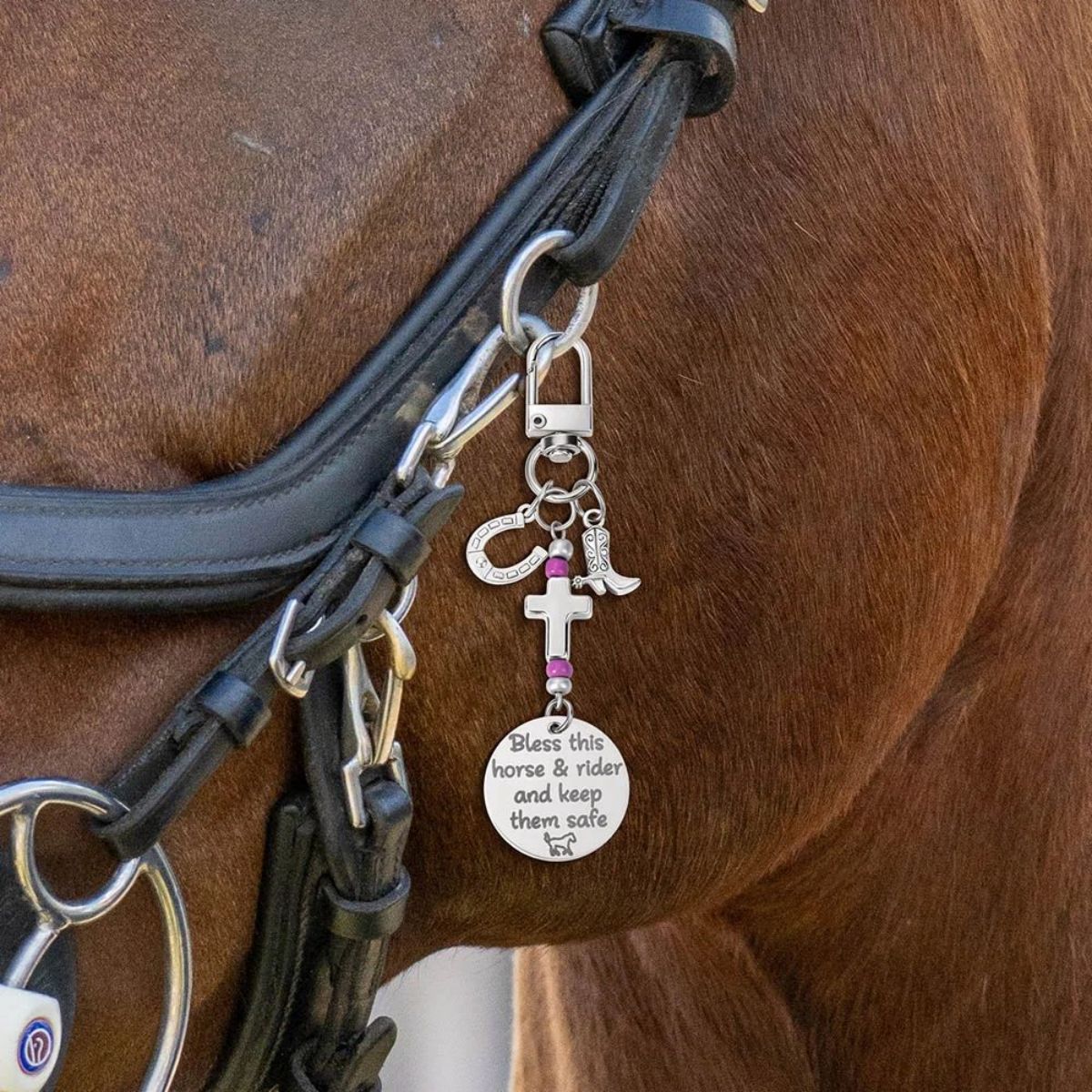 Personalized Cross Horseshoe Horse Saddle Beads Charm With Name