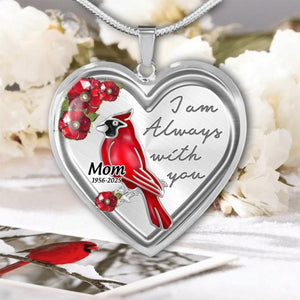 Personalized Memorial Heart Cardinal Necklace I Am Always With You