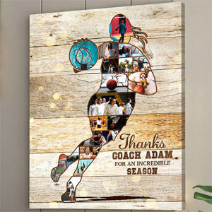 Personalized Basketball Photos Collage Canvas Gift For Coach - Girl Boy Basketball Player