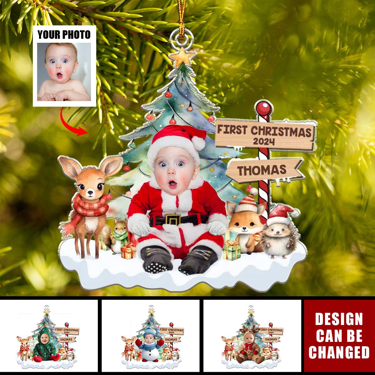 Custom Photo Under The Mistletoe With My Little Bundle Of Joy - Family Personalized Ornament