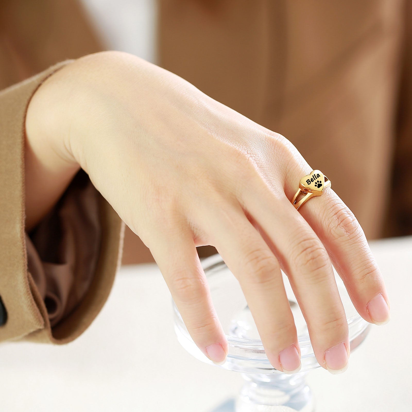 Personalized Bone Ashes Ring, Human/Pet Cremains Memorial Gift For Loss