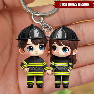 Cute Cartoon Couple Gift by Occupation Gift, Personalized Acrylic Keychain