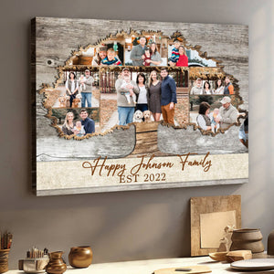 Personalized Family Tree Photo Collage Canvas Poster, Family Reunion Gifts