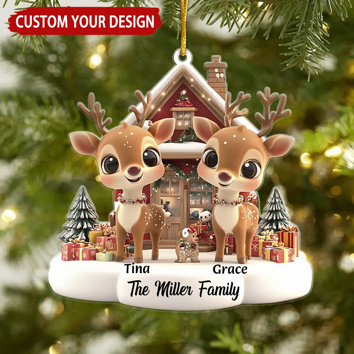 Reindeer Family Personalized Family Ornament