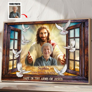 Personalized Canvas-Window Frame Safe In The Arms Of Jesus Dem Canvas,Memorial Gifts, Sympathy Gifts