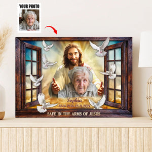 Personalized Canvas-Window Frame Safe In The Arms Of Jesus Dem Canvas,Memorial Gifts, Sympathy Gifts