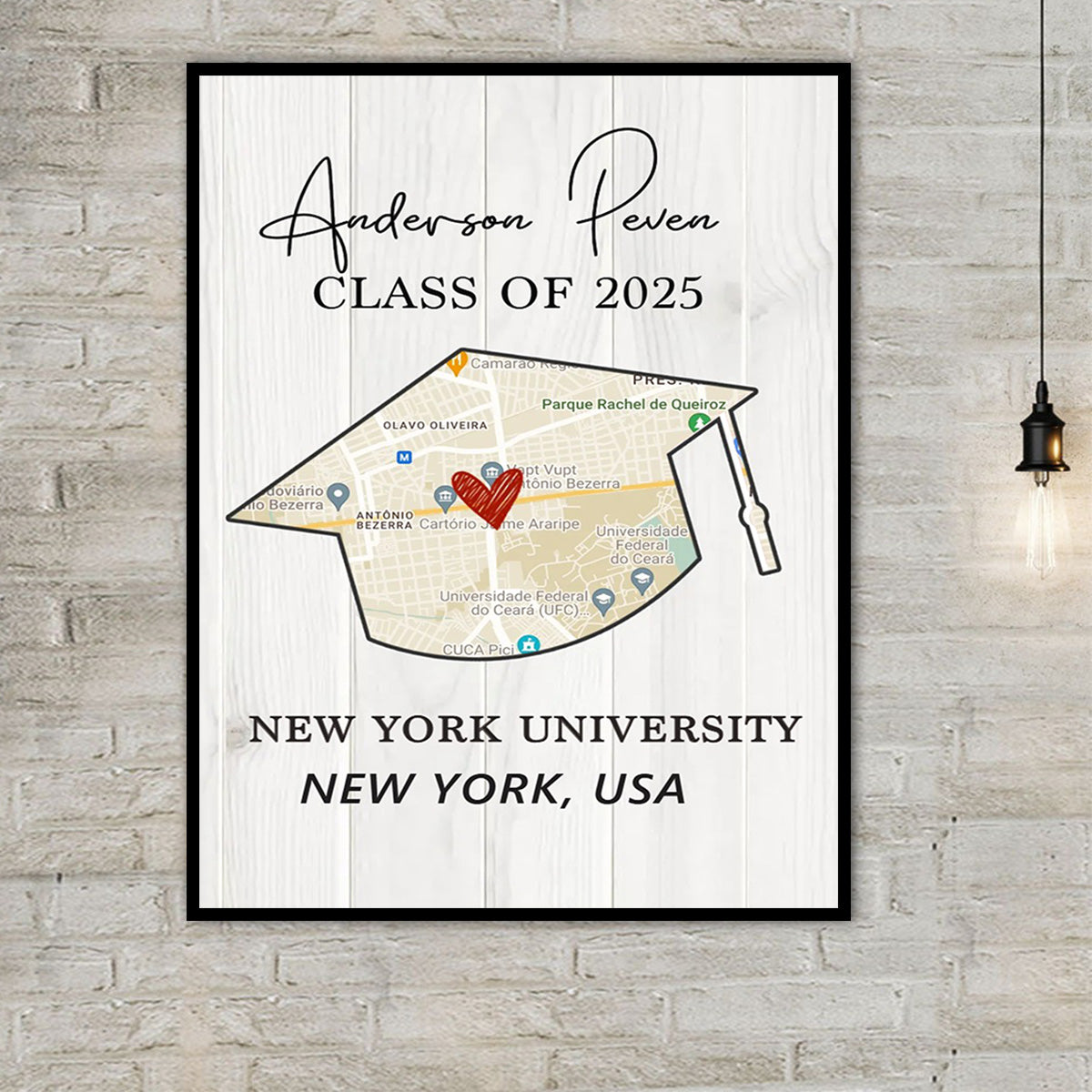 Personalized Graduation Gift Canvas Poster, University Map Print