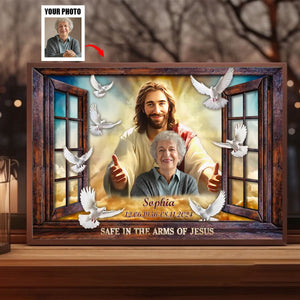 Personalized Canvas-Window Frame Safe In The Arms Of Jesus Dem Canvas,Memorial Gifts, Sympathy Gifts