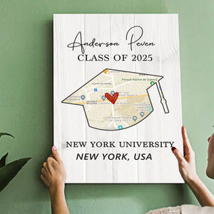 Personalized Graduation Gift Canvas Poster, University Map Print