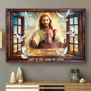 Personalized Canvas-Window Frame Safe In The Arms Of Jesus Dem Canvas,Memorial Gifts, Sympathy Gifts