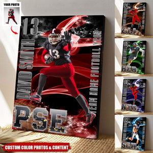 Senior Sports Personalized Photo Canvas Gift For Football Lover