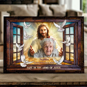 Personalized Canvas-Window Frame Safe In The Arms Of Jesus Dem Canvas,Memorial Gifts, Sympathy Gifts