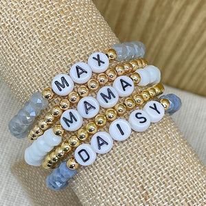 Personalized Crystal Bead Name Bracelets - Handmade Custom Gift For Women Mama Bracelet