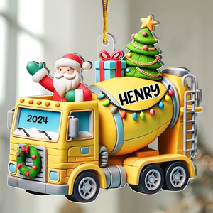 Gift For Grandkid Personalized Mixer Truck Construction Christmas Ornament