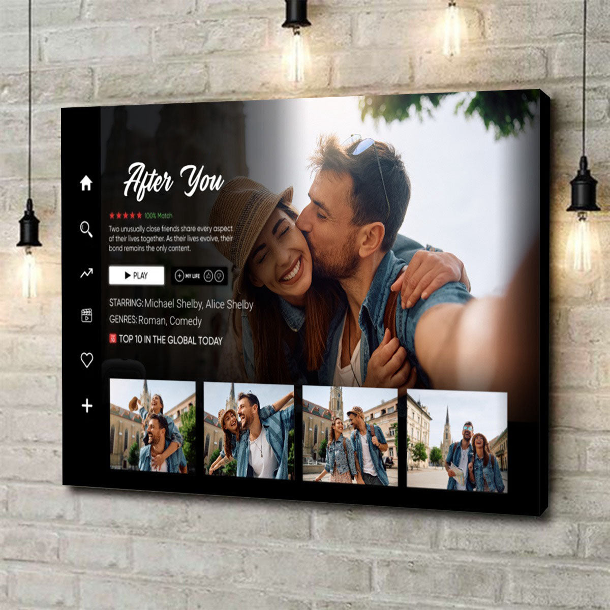 Personalized Couple Movie Landscape Canvas Poster, Gift for Couples Anniversary Movie Poster