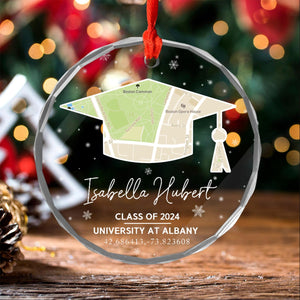 Campus Map Crystal - Personalized Glass Ornament, Custom University Map Graduation Gift