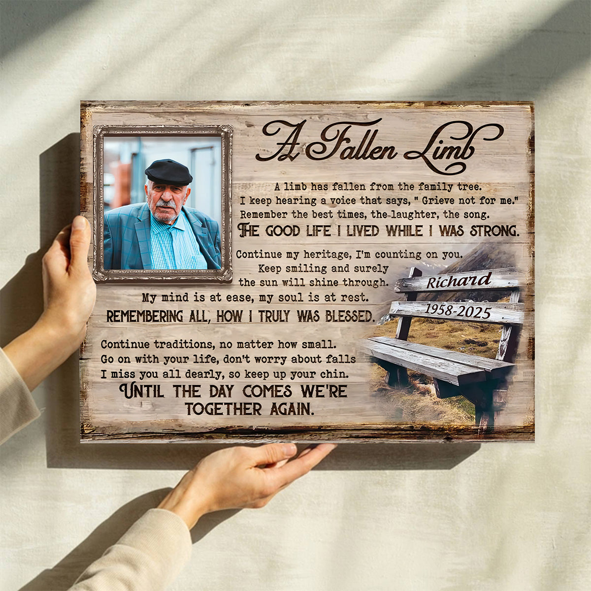 Personalized Memorial Picture Poster with Memorial Poems, In Memory of Canvas