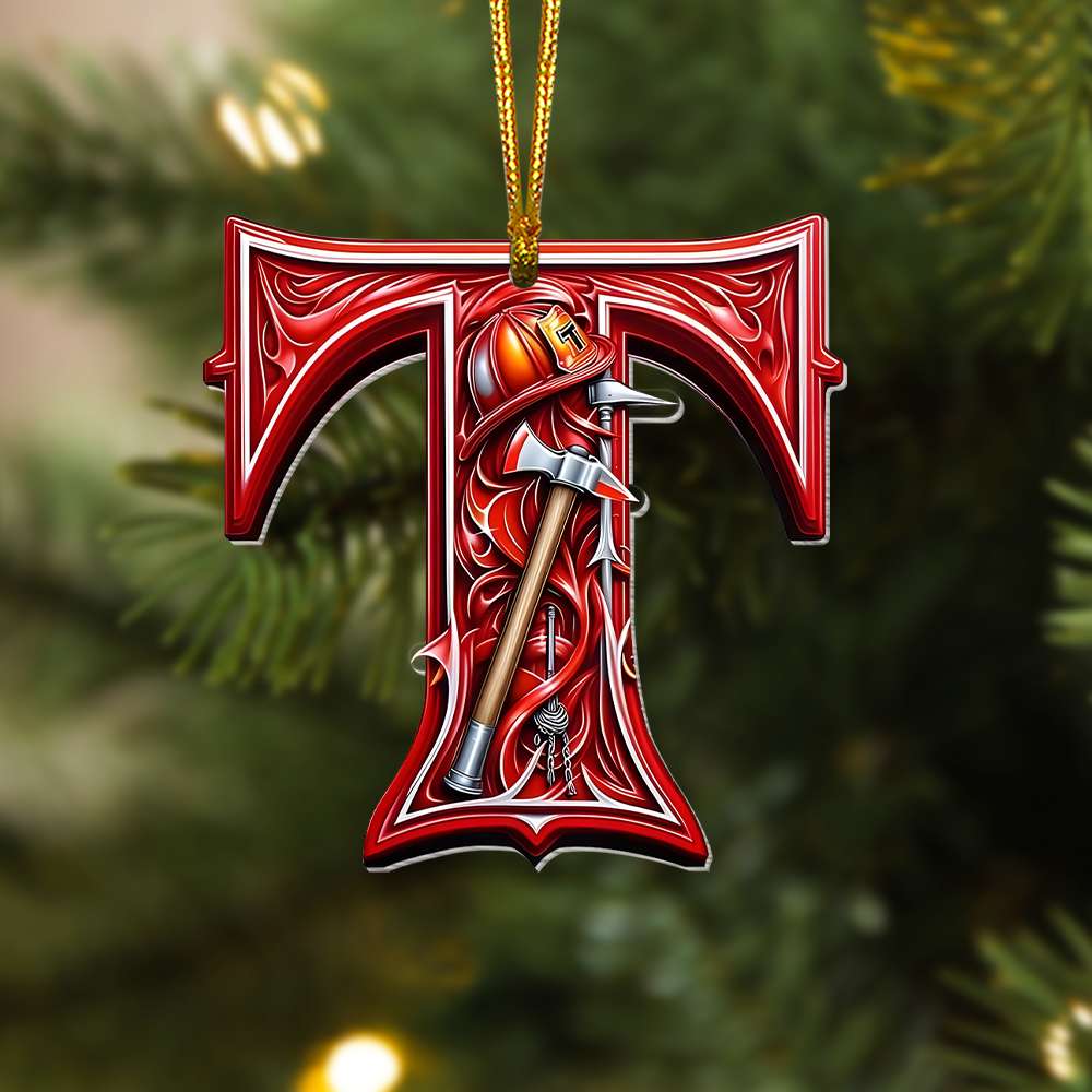 Firefighter Ornament- Personalized Alphabet Letter Gifts With Firefighter Lovers