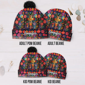 Floral Cross - Personalized Christian Beanie Hat