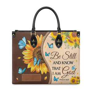 Personalized Be still and know that I am God-Bible Verse Leather Bag