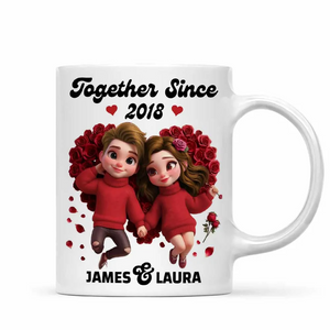 Gift For Couple Together Since Cartoon Style Personalized Ceramic Accent Mug