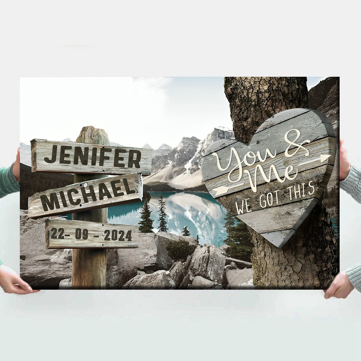 Personalized Multi Landscape Couple Gift Canvas Poster, All Of Me Loves All Of You, Valentines Day Sign