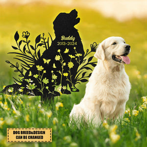 Personalized Floral Dog Memorial Garden Stake