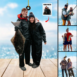 Fishing Couple Custom Photo Personalized Acrylic Ornament Gifts