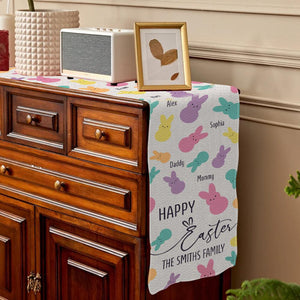 Happy Easter - Personalized Family Bunnies Table Runner