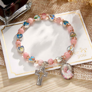 Personalized Photo Rosary Beads Cross Memorial Bracelet