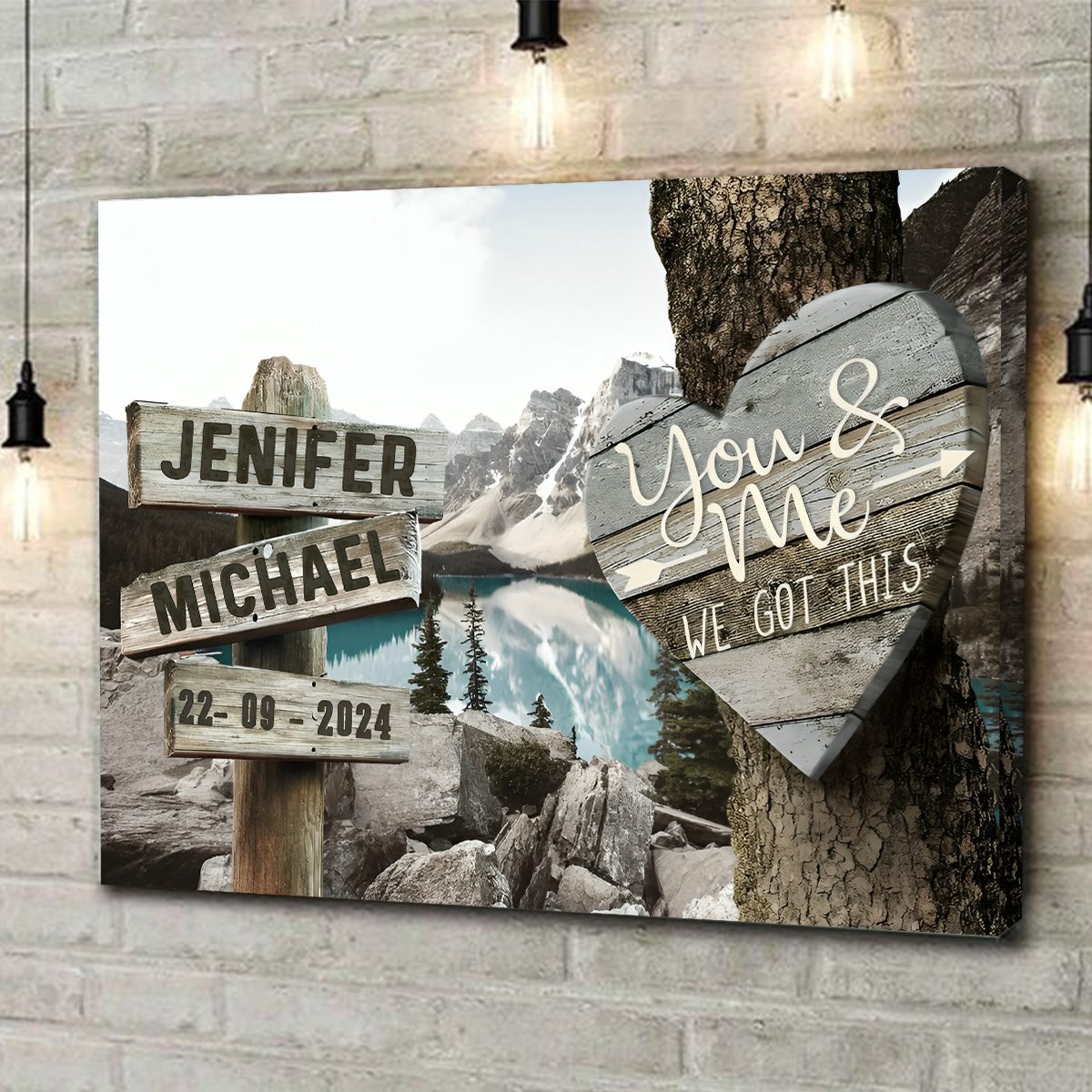 Personalized Multi Landscape Couple Gift Canvas Poster, All Of Me Loves All Of You, Valentines Day Sign