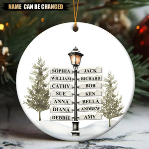 Personalized Christmas Family Tree Sign Ceramic Ornament