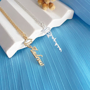 Personalized graduation name necklace, mortarboard necklace