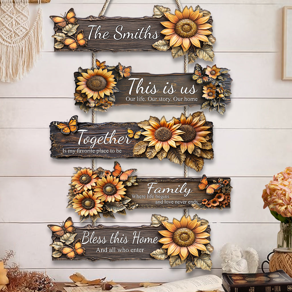 This Is Us, Our Home - Personalized Family Sunflower Pallet Wood Sign