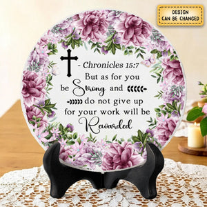 Personalized Bible Verse Round Ceramic, Motivational Sign, Christian Gift, Inspirational Faith Ceramic