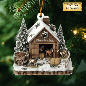 Dreamy Horse Barn Personalized Christmas Ornament Horse Lovers Gift