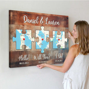 Personalized Couple Anniversary Gift, Wood Pallet Style - Map Poster