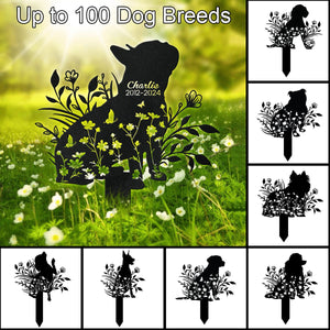 Personalized Floral Dog Memorial Garden Stake