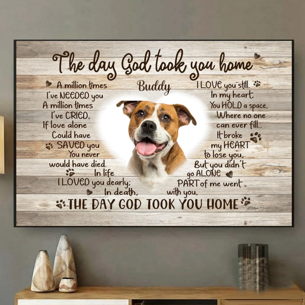 Personalized Photo Dog Memorial Gifts, Waiting At The Door Dog Memorial Canvas