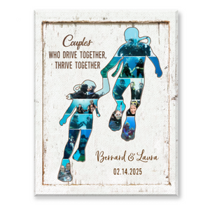 Scuba Gifts For Divers, Personalized Scuba Diving Couple Photo Collage Canvas