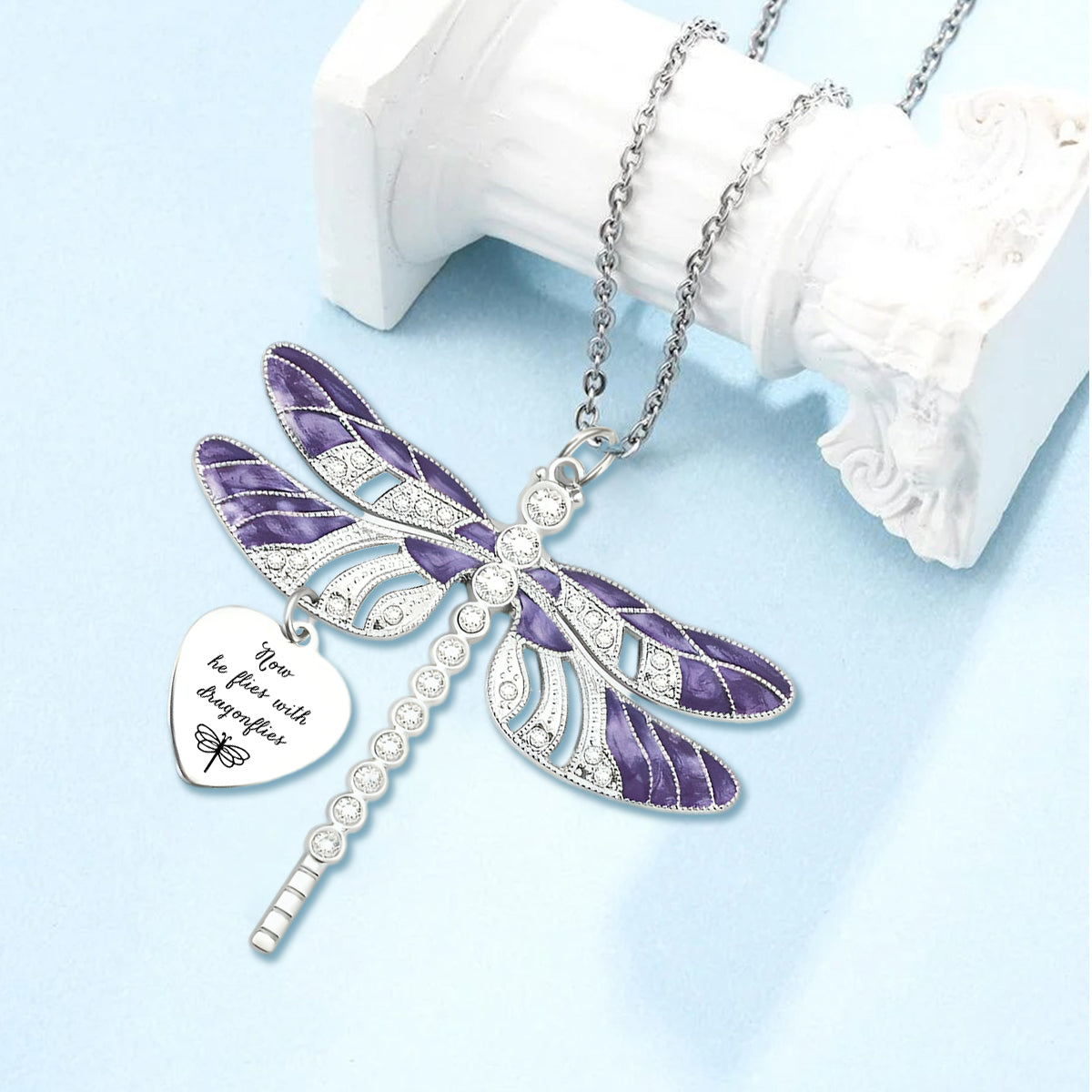 Personalized Dragonfly Memorial Necklace for Loss of Loved One