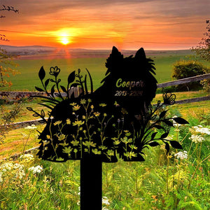 Personalized Floral Dog Memorial Garden Stake